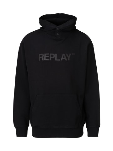 Replay Kapuzensweatshirt Organic Light Cotton Fleece in schwarz