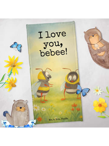 Mr. & Mrs. Panda Handtuch Bienen Paar Design mit Spruch in Weiß