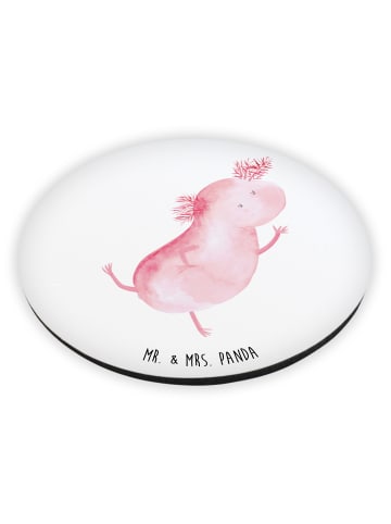 Mr. & Mrs. Panda Rund Magnet Axolotl Tanzen ohne Spruch in Weiß