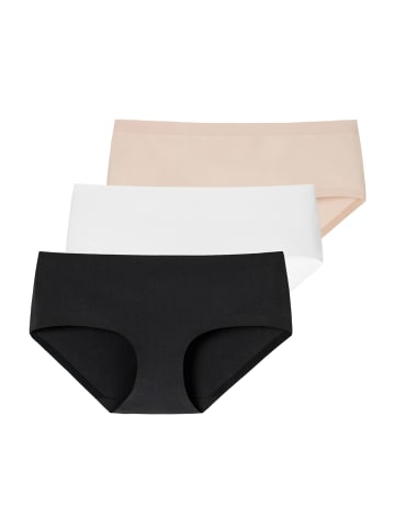 Schiesser Panty Invisible Cotton in Schwarz / Weiß / Sand