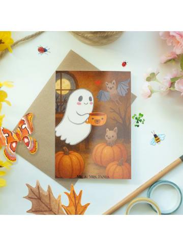 Mr. & Mrs. Panda Grußkarte Gespenst Kaffee Design ohne Spruch in Weiß