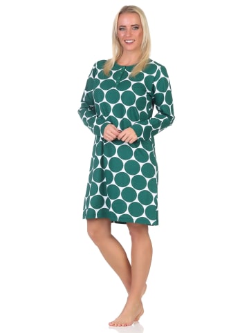 NORMANN Langarm Nachthemd Tupfen Punkte Optik - 87533 in grün