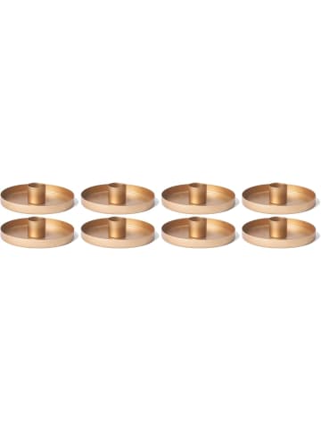 Novaliv 8X Stabkerzenhalter Candle Holder 9cm Metall rund für Tafelkerzen Kerz in Gold