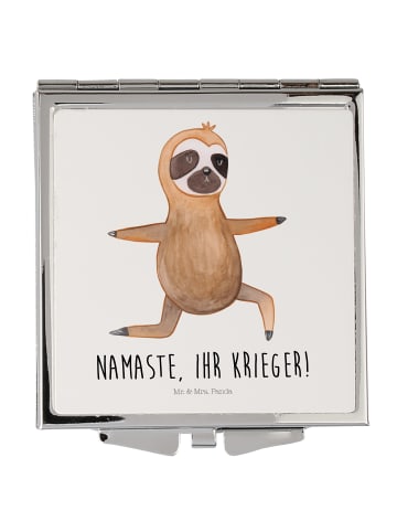 Mr. & Mrs. Panda Kosmetikspiegel Faultier Yoga mit Spruch in Weiß