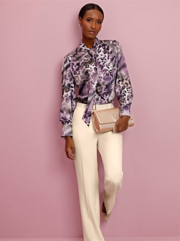 creation L Satin-Bluse in champagner-schoko-bedruckt