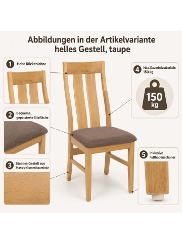 MCW 6er-Set Esszimmerstuhl M58, Helles Gestell, taupe