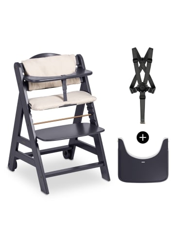 Hauck Hochstuhl Beta Plus inkl. Essbrett, Sitzkissen in grau,beige
