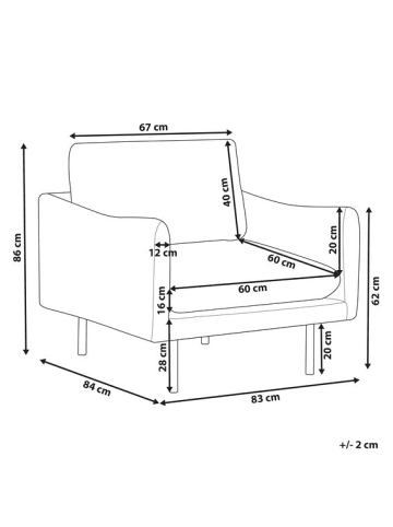 Beliani Sessel VINTERBRO in Grau/Schwarz - (W) 83 x (H) 86 x (L) 84 cm