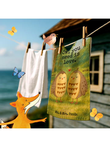 Mr. & Mrs. Panda Gästehandtücher Eulen Liebe Design mit Spruch in Weiß