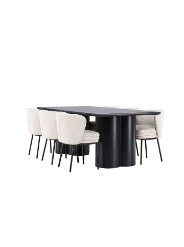 ebuy24 Essgruppe Olivia (7-teilig) Schwarz 100 x 210 cm
