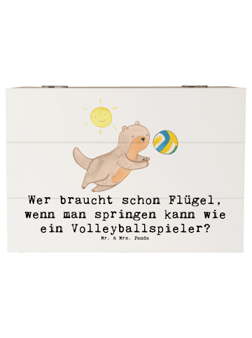 Mr. & Mrs. Panda Holzkiste Volleyball Sprung mit Spruch in Weiß