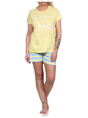 NORMANN Shorty kurzarm Pyjama und - 73808 in gelb