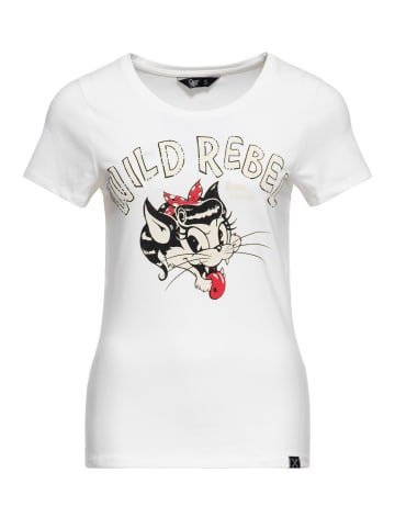 Queen Kerosin Queen Kerosin Basic T-Shirt Wild Rebel in offwhite