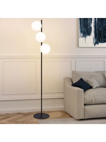 ZMH Stehlampe 3-flammige E27 in schwarz Glasschrim
