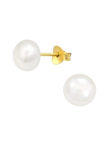 Alexander York Ohrringe, Ohrstecker PERLE FW 7 mm weiß in Gold, 2-tlg.
