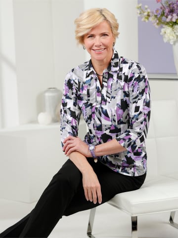 WITT WEIDEN Poloshirt in lavendel-steingrau-bedruckt