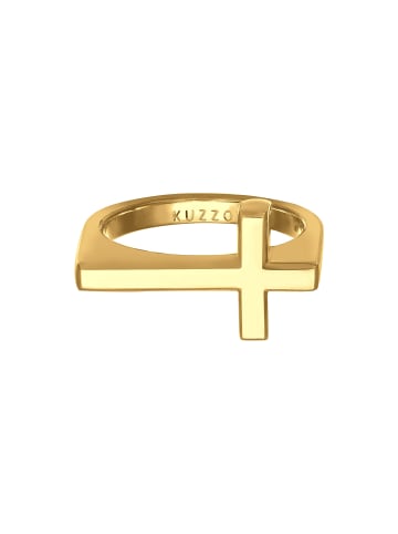 KUZZOI Ring 925 Sterling Silber Kreuz in Gold