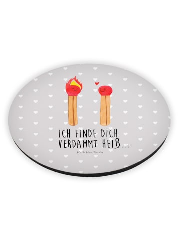 Mr. & Mrs. Panda Kühlschrankmagnet Streichhölzer mit Spruch in Grau Pastell