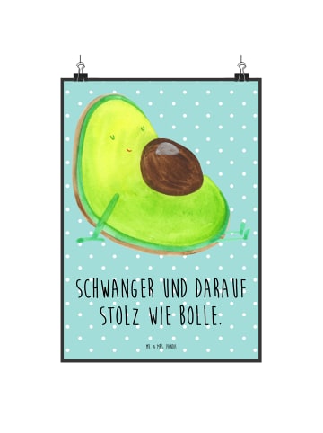 Mr. & Mrs. Panda Bild Avocado Schwangerschaft mit Spruch in Türkis Pastell