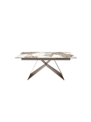 Angel Cerdá Ausziehbarer Esstisch 1114 in Weiß/Taupe Grau – (B)180 x (T)90 x (H)76 cm