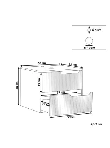 Beliani Badezimmerschrank QUINTELA in Weiß - (W) 60 x (H) 48 x (L) 52 cm