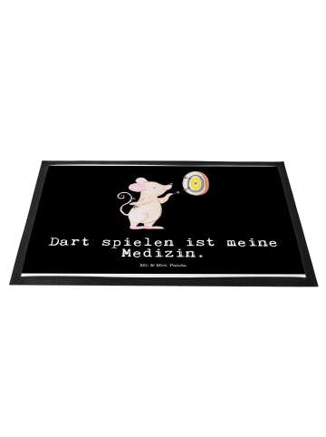 Mr. & Mrs. Panda Fußmatte Maus Dart spielen mit Spruch in Schwarz