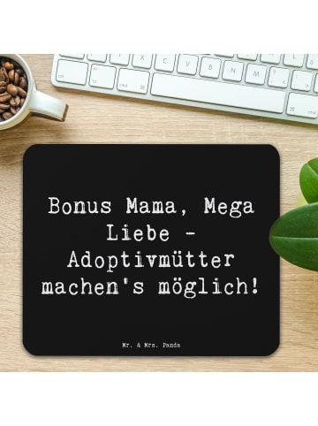 Mr. & Mrs. Panda Mauspad Adoptivmutter Liebe mit Spruch in Schwarz