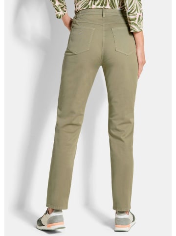 GOLDNER Jerseyhose Baumwollhose mit Ziernähten in khaki
