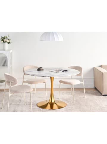 Beliani Esszimmertisch BOCA in Weiß/Gold - (W) 120 x (H) 74 x (L) 120 cm