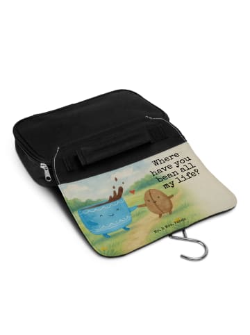 Mr. & Mrs. Panda Waschtasche Kaffee Bohne Design mit Spruch in Weiß