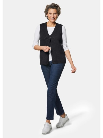 GOLDNER Kurzgröße:  Zeitlose Strickweste mit V-Ausschnitt in schwarz