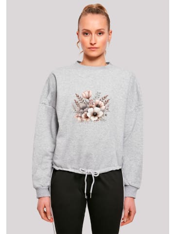 F4NT4STIC Oversize Sweatshirt Blumenstrauß Boho in grau meliert