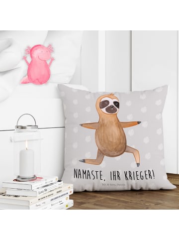 Mr. & Mrs. Panda 40x40 Kissen Faultier Yoga mit Spruch in Grau Pastell