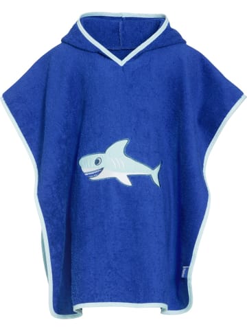 Playshoes Frottee-Poncho Hai in Blau