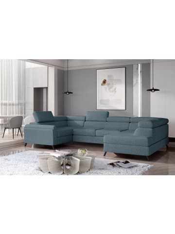 MF Design Esco Recamiere Rechts in Blau -  (L) 200 x (B) 336 x (H) 92 cm
