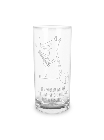 Mr. & Mrs. Panda Trinkglas Fuchs Gitarre mit Spruch in Transparent