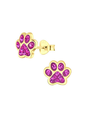 Alexander York Ohrringe, Ohrstecker PFOTE fuchsia 925 Sterling Silber in Gold, 2-tlg.