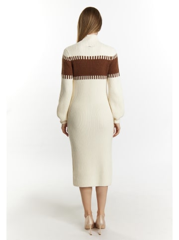 DreiMaster Damen Strickkleid in Wollweiss Braun