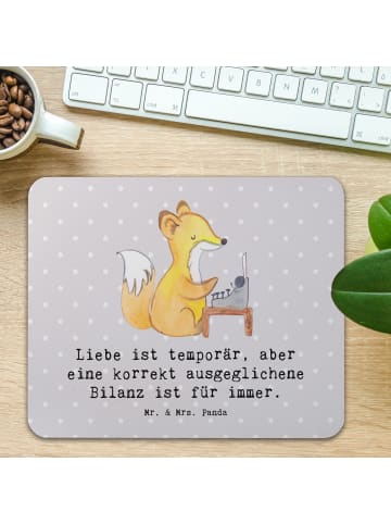 Mr. & Mrs. Panda Mousepad Buchhalter Weisheit mit Spruch in Grau Pastell