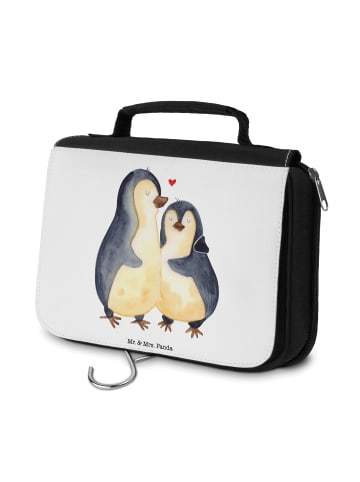 Mr. & Mrs. Panda Kulturbeutel Pinguin umarmen ohne Spruch in Weiß