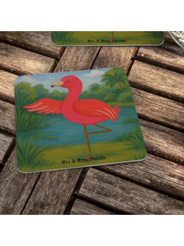 Mr. & Mrs. Panda Tassenuntersetzer Flamingo Yoga Design ohne Spruch in Weiß