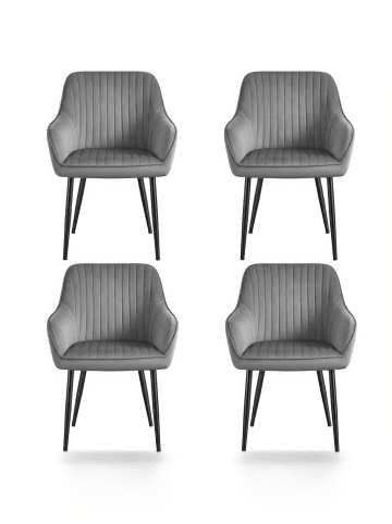 SONGMICS 4er-Set: Esszimmerstuhl in Hellgrau-Schwarz - (B)62.5 x (H)85 x (T)60 cm