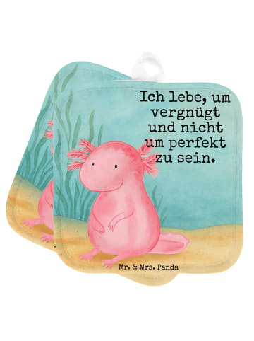 Mr. & Mrs. Panda Ofenhandschuhe Axolotl Niedlich Design mit Spruch in Weiß