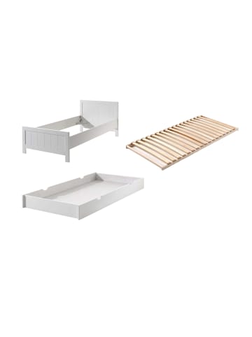 58 aufm Kessel EINZELBETT Karalynn 208x77x96 aus Massivholz+MDF in Weiß
