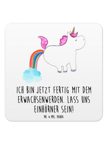 Mr. & Mrs. Panda Glasuntersetzer Einhorn Pupsen mit Spruch in Weiß