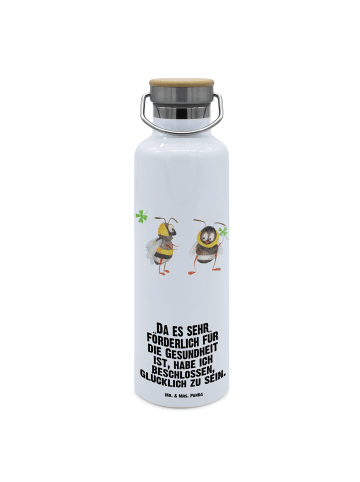 Mr. & Mrs. Panda Trinkflasche Hummeln Kleeblatt mit Spruch in Weiß