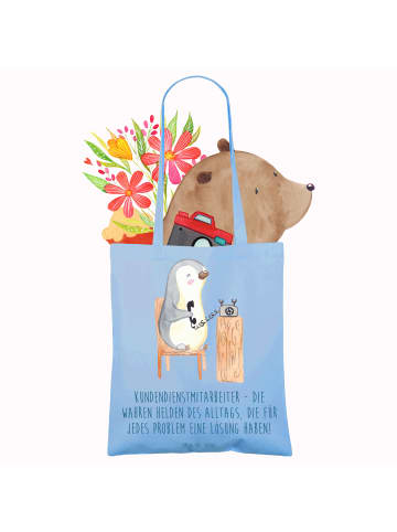 Mr. & Mrs. Panda Tote Bag Kundendienstmitarbeiter Helden mit Spruch in Sky Blue