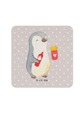 Mr. & Mrs. Panda Untersetzer Pinguin Pommes ohne Spruch in Grau Pastell