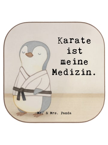 Mr. & Mrs. Panda Tischuntersetzer Pinguin Karate Design mit Spruch in Weiß