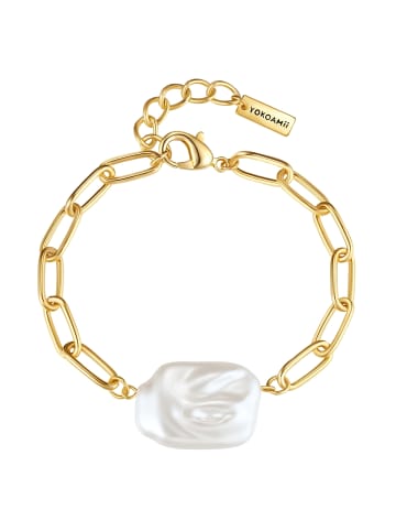 Yokoamii Armband aus Metall-Legierung mit Perle (synth.) in gelbgold